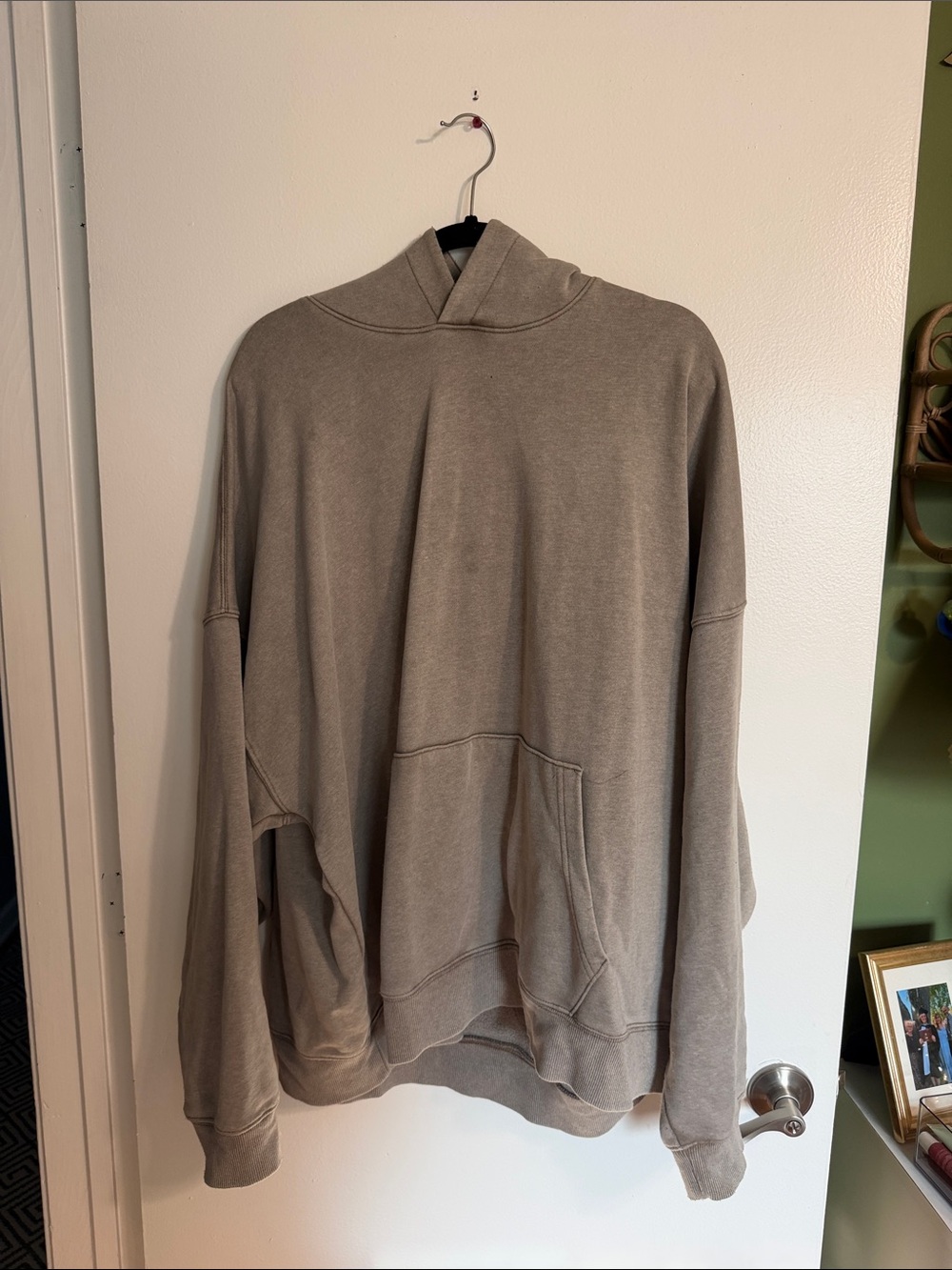 Men's Taupe Hooded Pullover Sweater